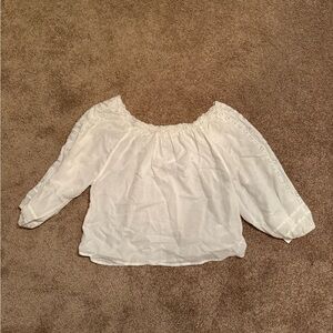 Anthropologie White Off-Shoulder Blouse